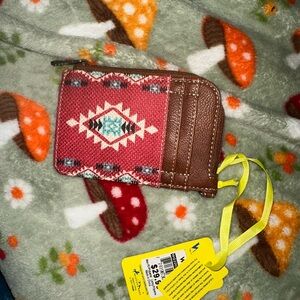 Wrangler Southwestern Art Print Mini Zip Card Case Burgundy